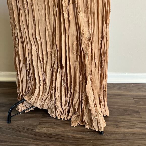 Vtg Y2K 2000s Tan Embroidered Maxi Skirt Sz L Boho Cottagecore Forest Fairy - Picture 4 of 7